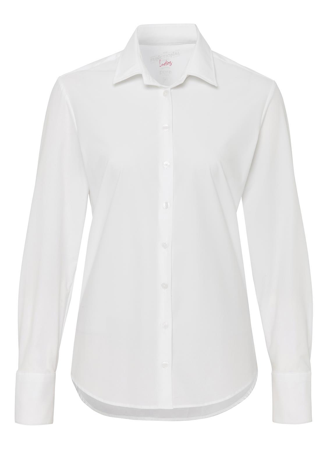 PURE- Functional Bluse Langarm (Uni Weiß)