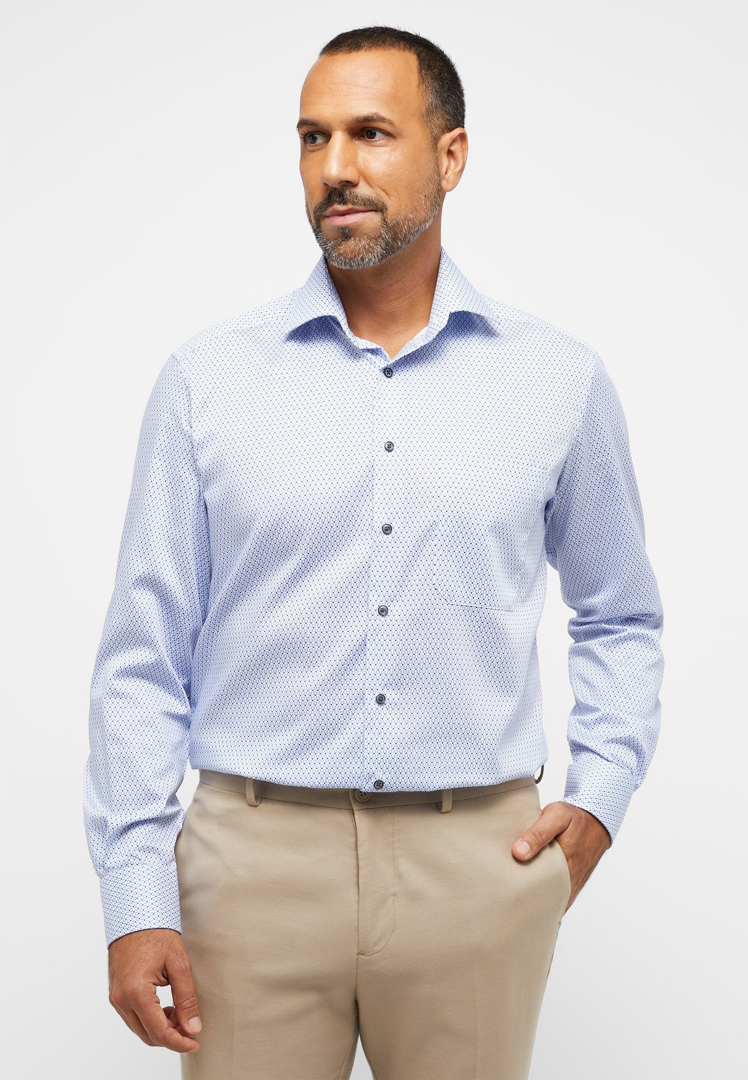 Hemd Twill Langarm (Mittelblau)