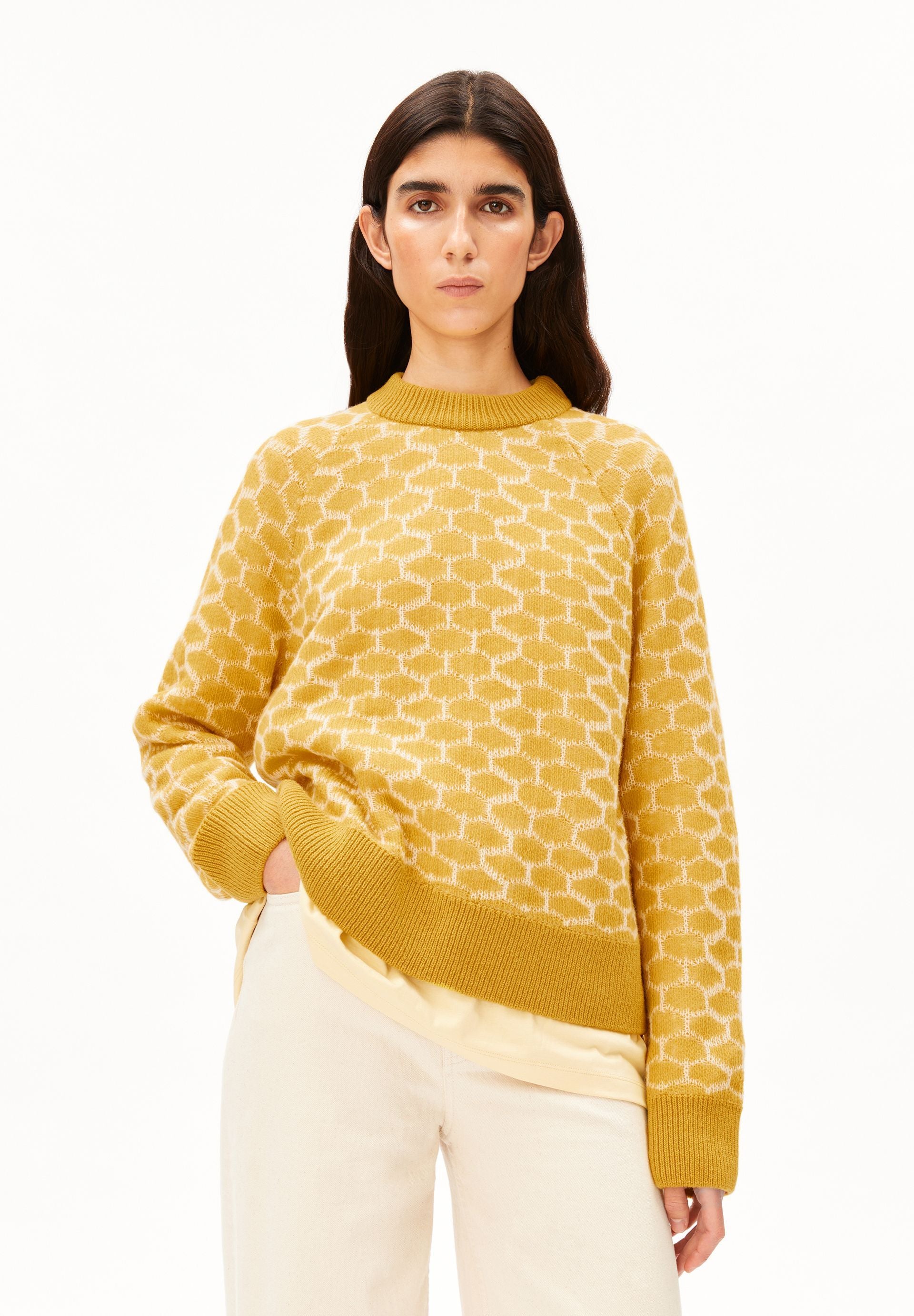 Wool Multi Dots Knit Sweater (Mosslace-oatmil)