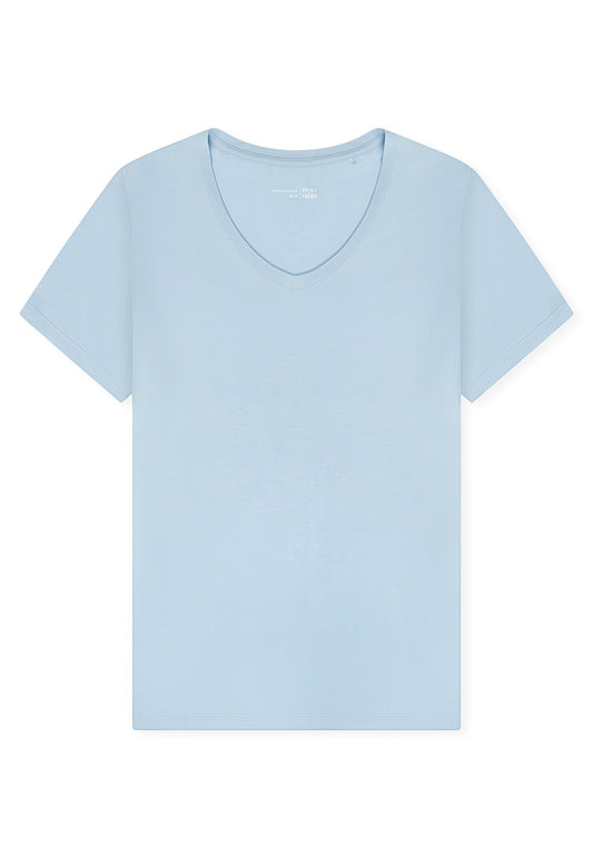 T-Shirt V-Ausschnitt (Hellblau)