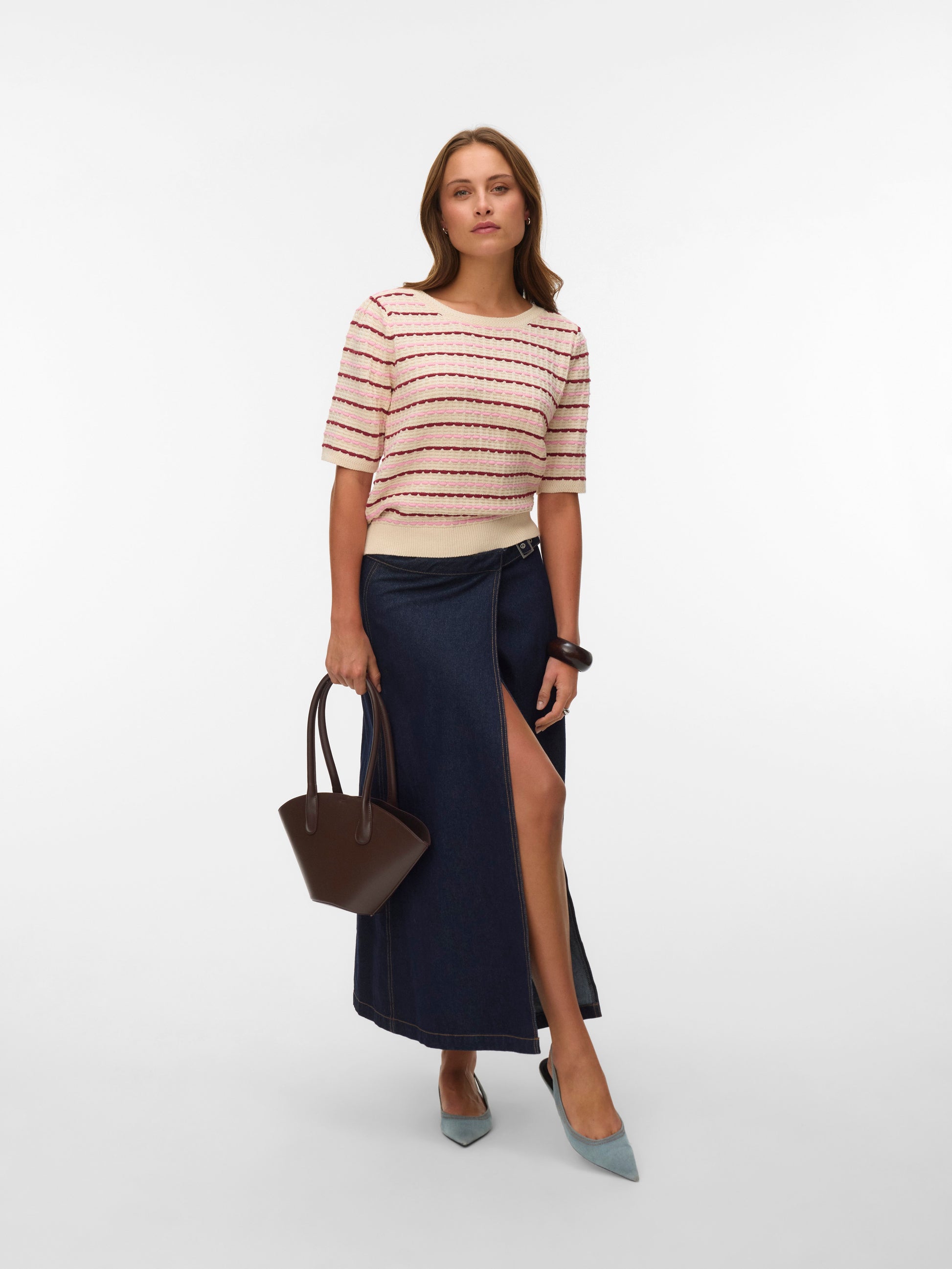 Vmmonica 2/4 O-neck Pullover Boo (Birch/biki)