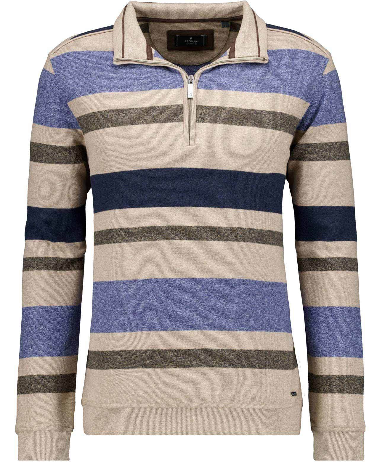 Troyer-Sweatshirt gestreift (Beige)