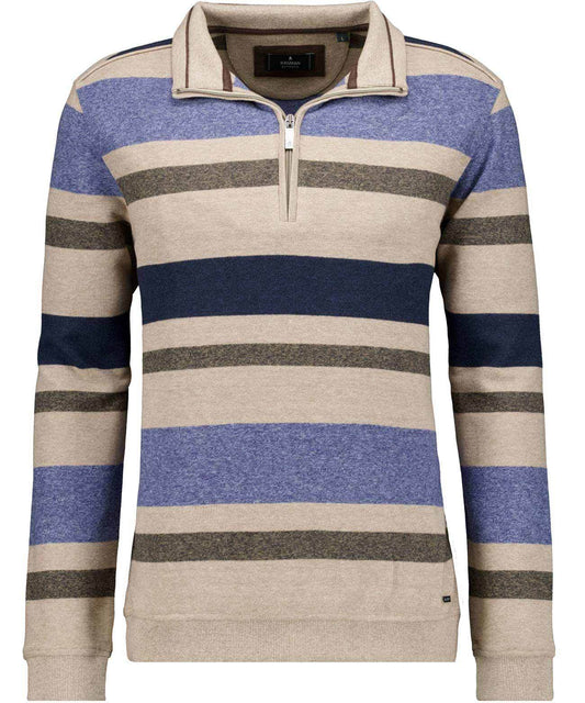 Troyer-Sweatshirt gestreift (Beige)