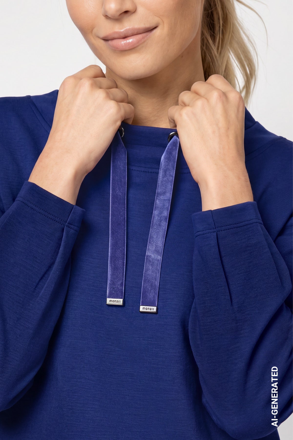 Sweatshirt mit samtigen Bindeband (Classic Navy)