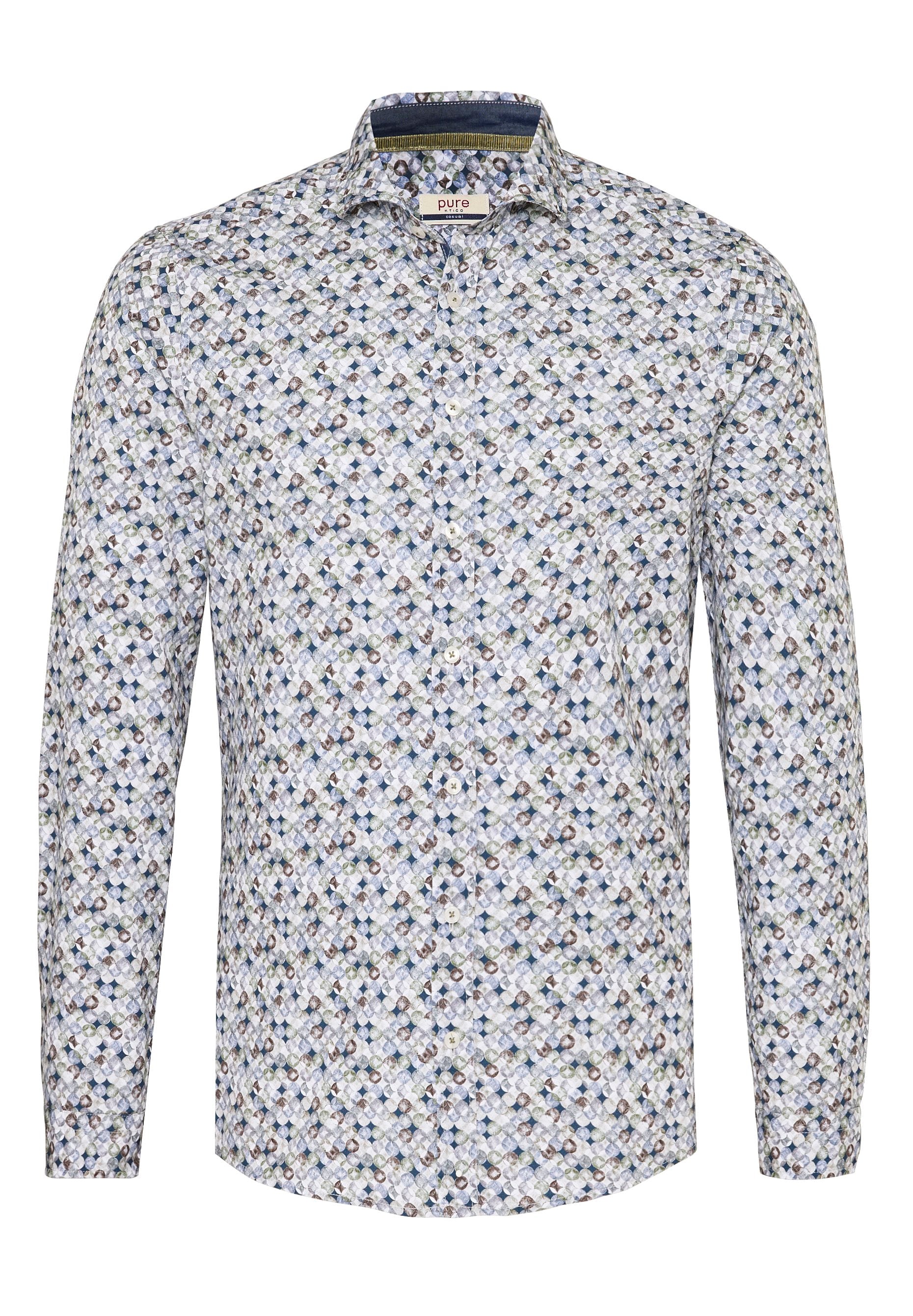 PURE- Casual Hemd Langarm (Druck Multicolor)