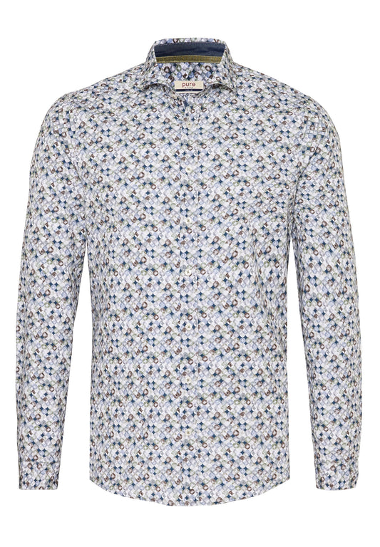 PURE- Casual Hemd Langarm (Druck Multicolor)