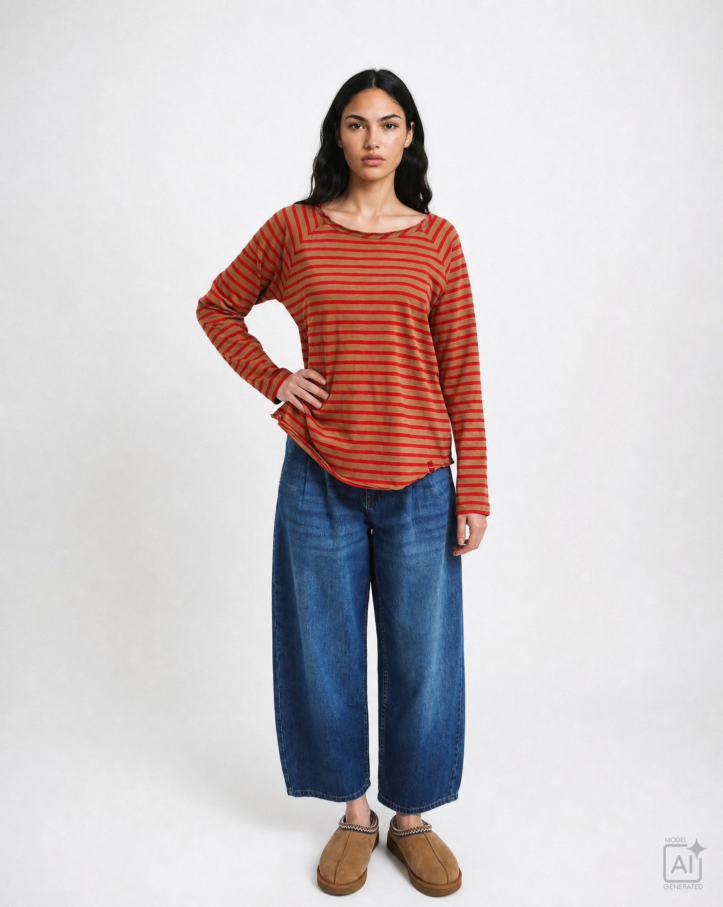 Regular Basic Sweat Raglan Striped (Love)