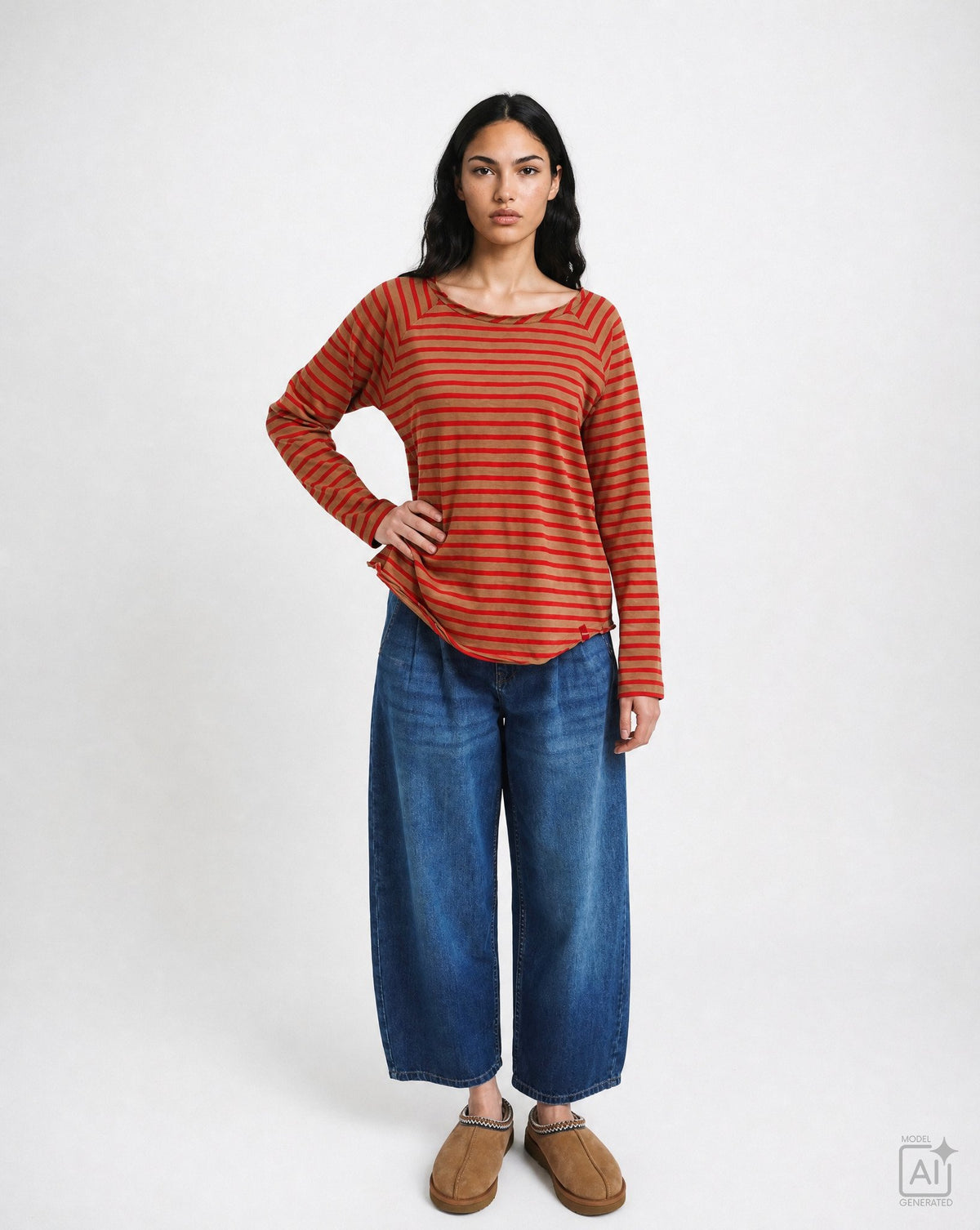 Regular Basic Sweat Raglan Striped (Love)