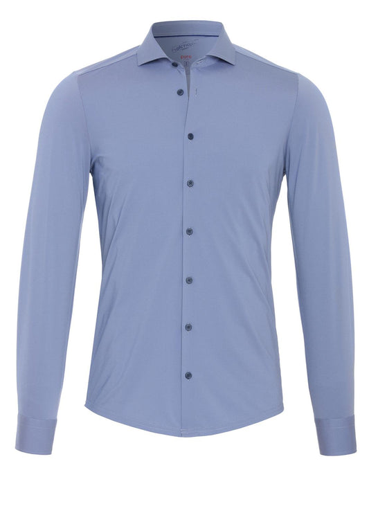 PURE- Functional Hemd Langarm (Uni Mittelblau)