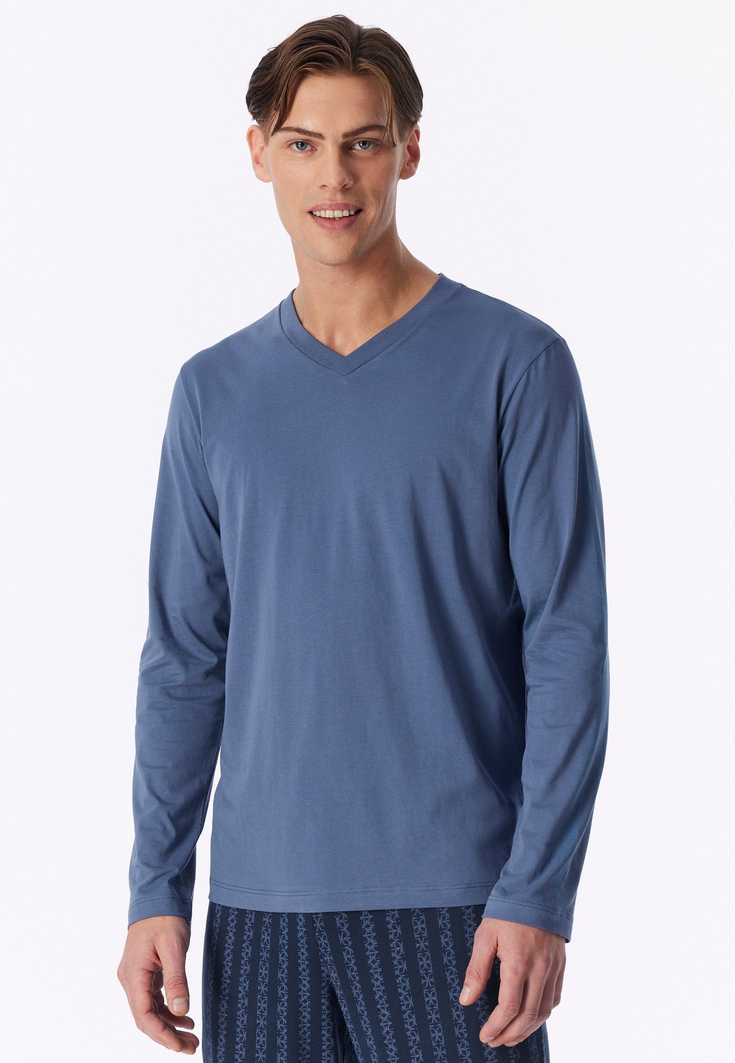 Langarmshirt V-Ausschnitt (Faded Denim)