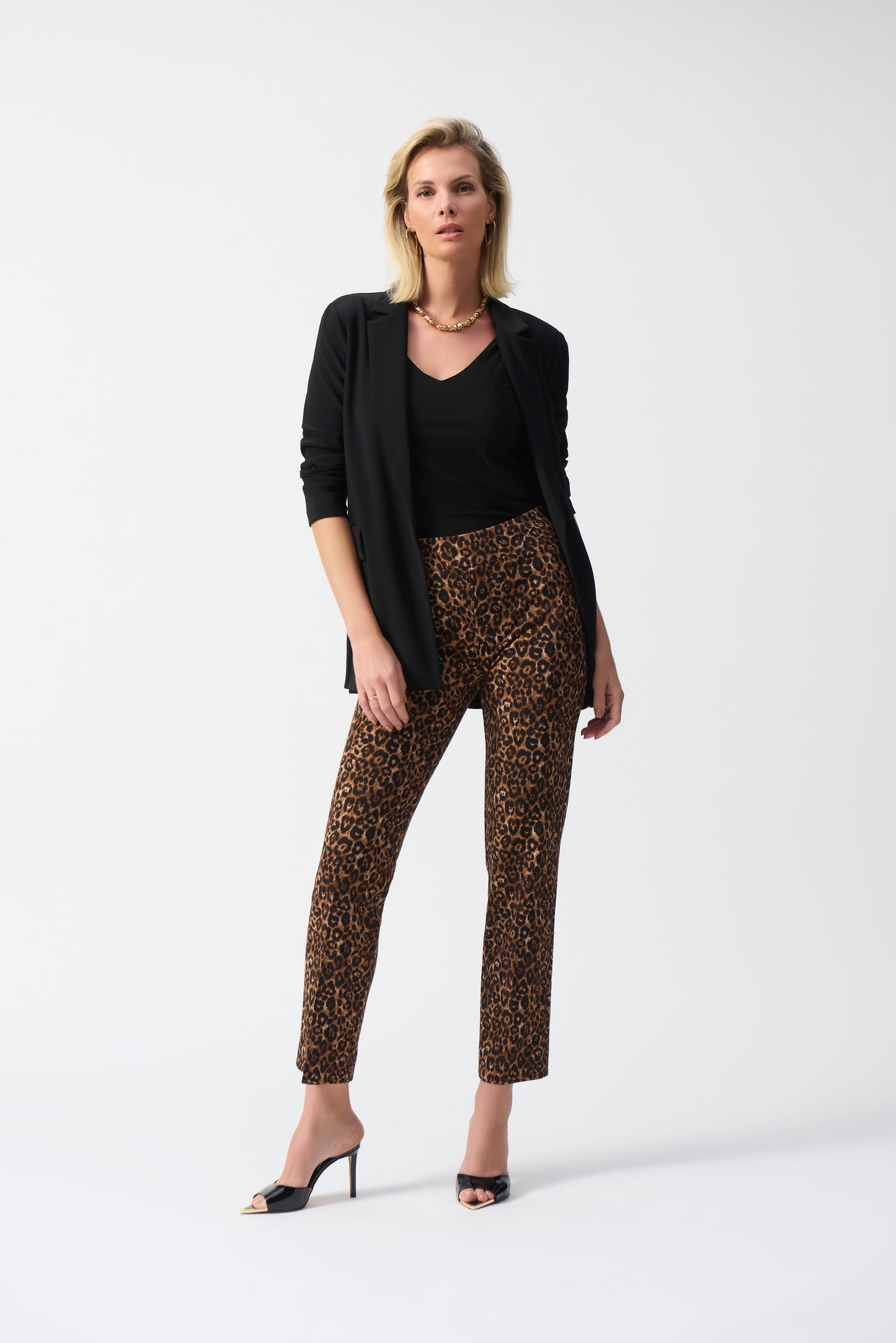 Schlupfhose aus feinem Jersey mit Animalprint (Beige/schwarz)