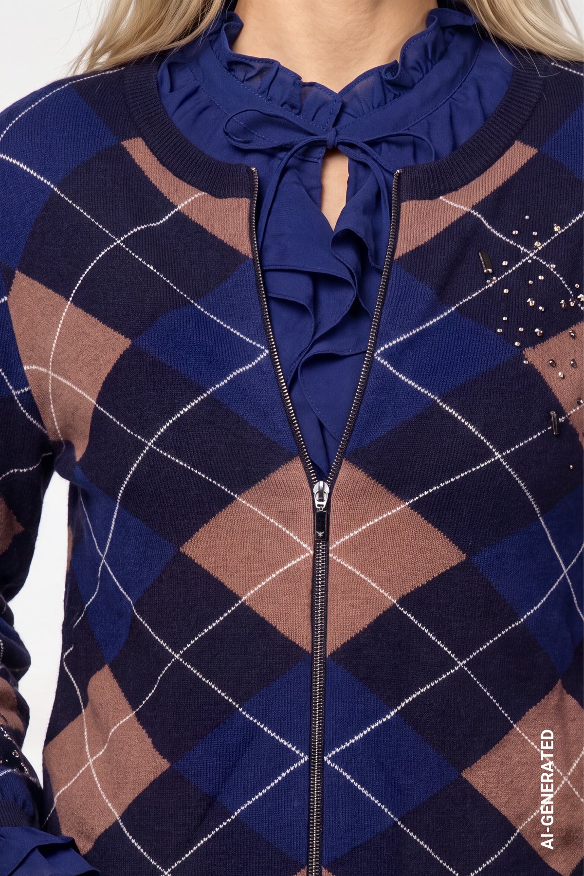 Strickjacke mit Rautenmuster (Classic Navy Gem)