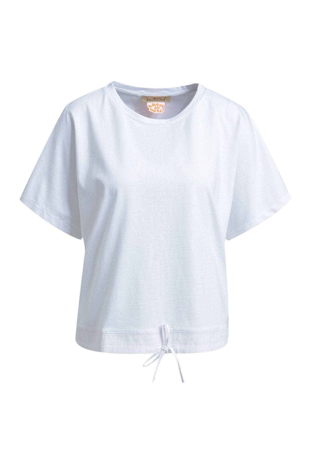 Oversize T-Shirt Drawstring Hem (White)