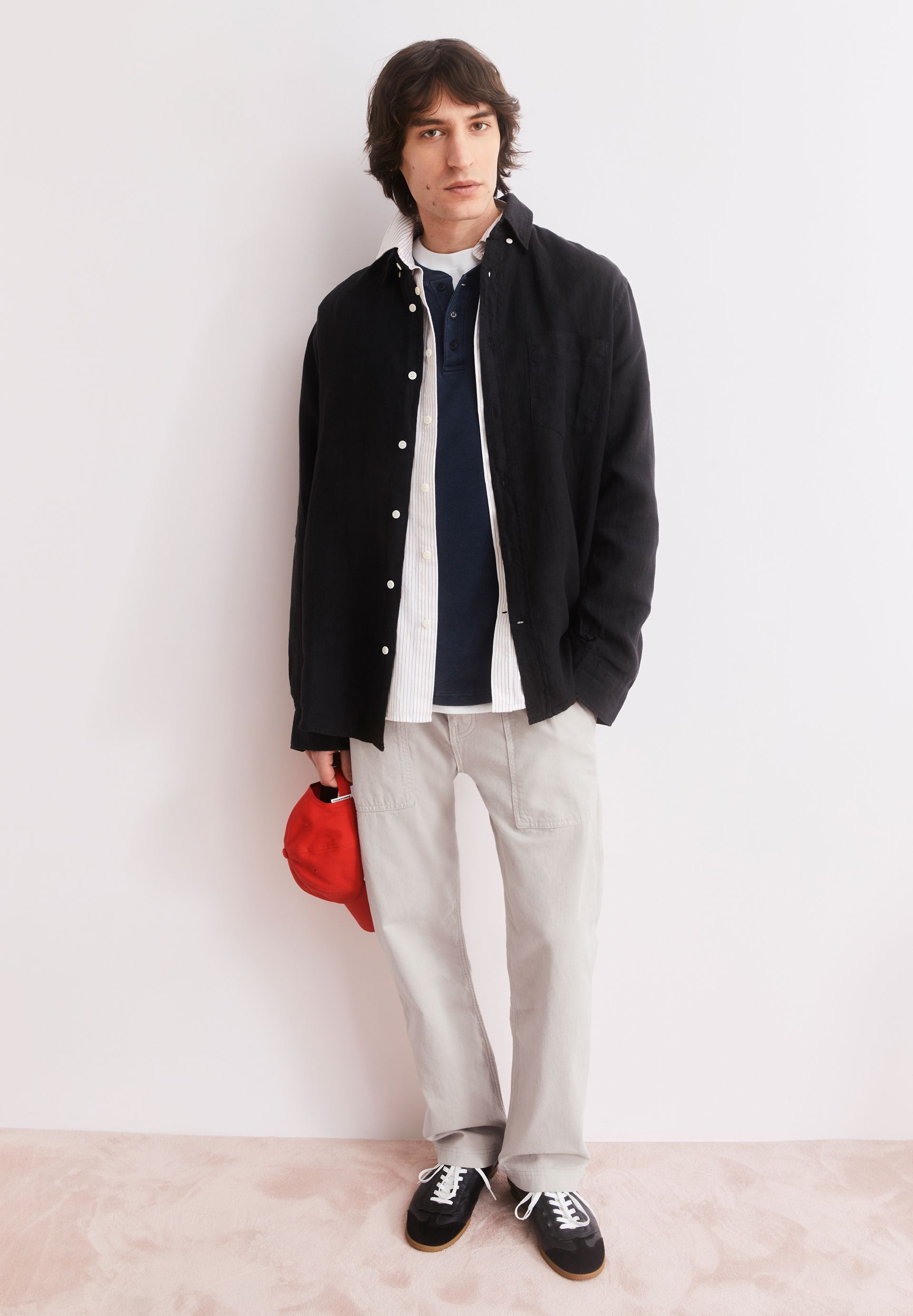 Linen Longsleeve Shirt (Black)