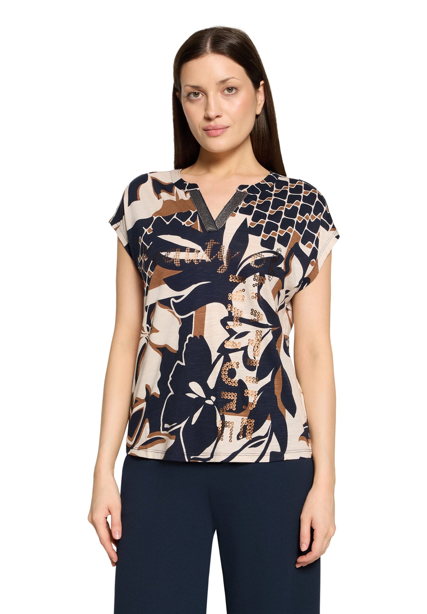 Casual-Shirt (Dark Blue/natur)