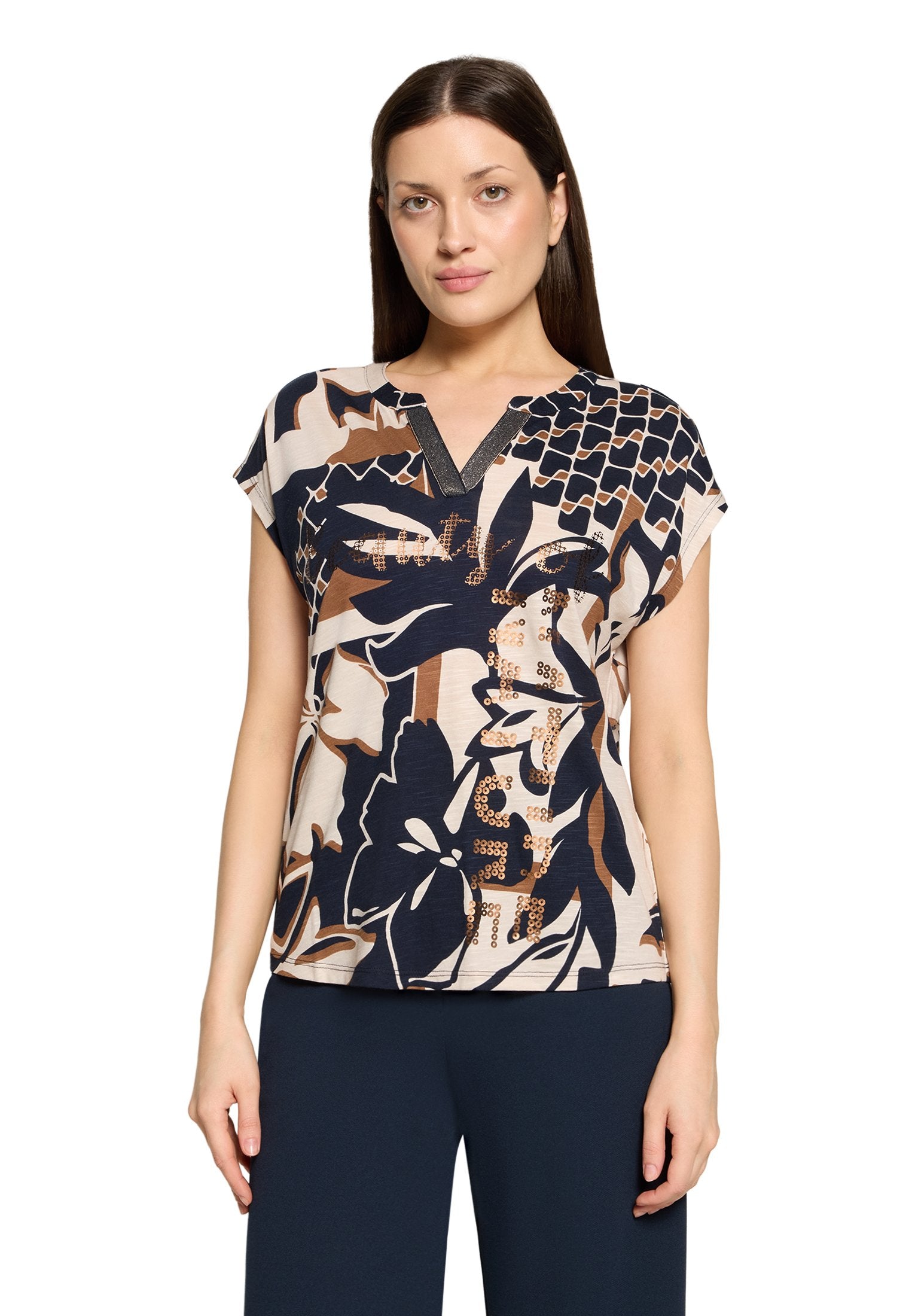 Casual-Shirt (Dark Blue/natur)