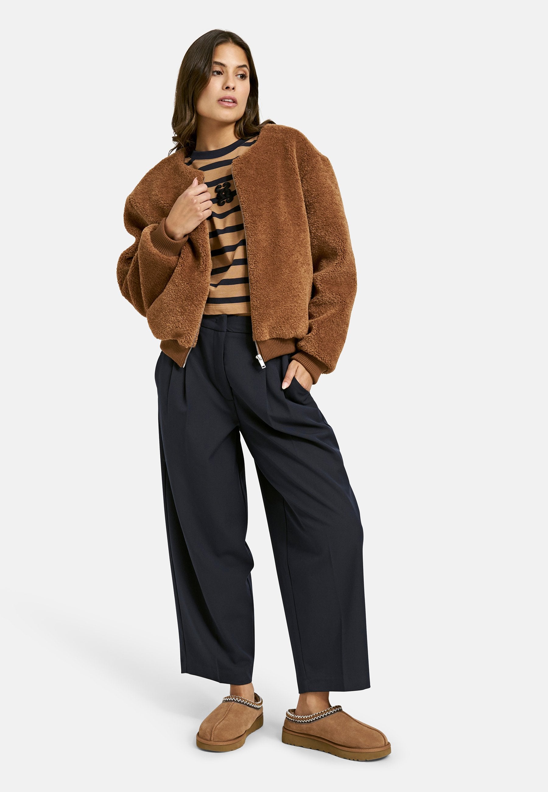 Teddy Bomber Jacket (Caramel)