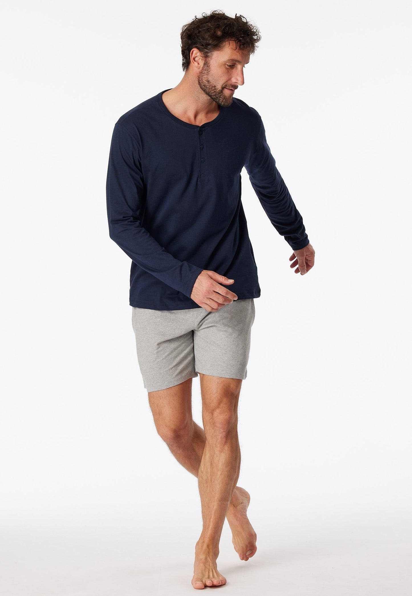 Langarmshirt Knopfleiste (Dunkelblau)