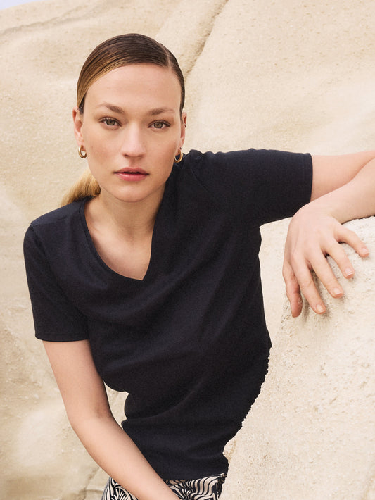 DAMEN Shirt kurzarm (Schwarz)
