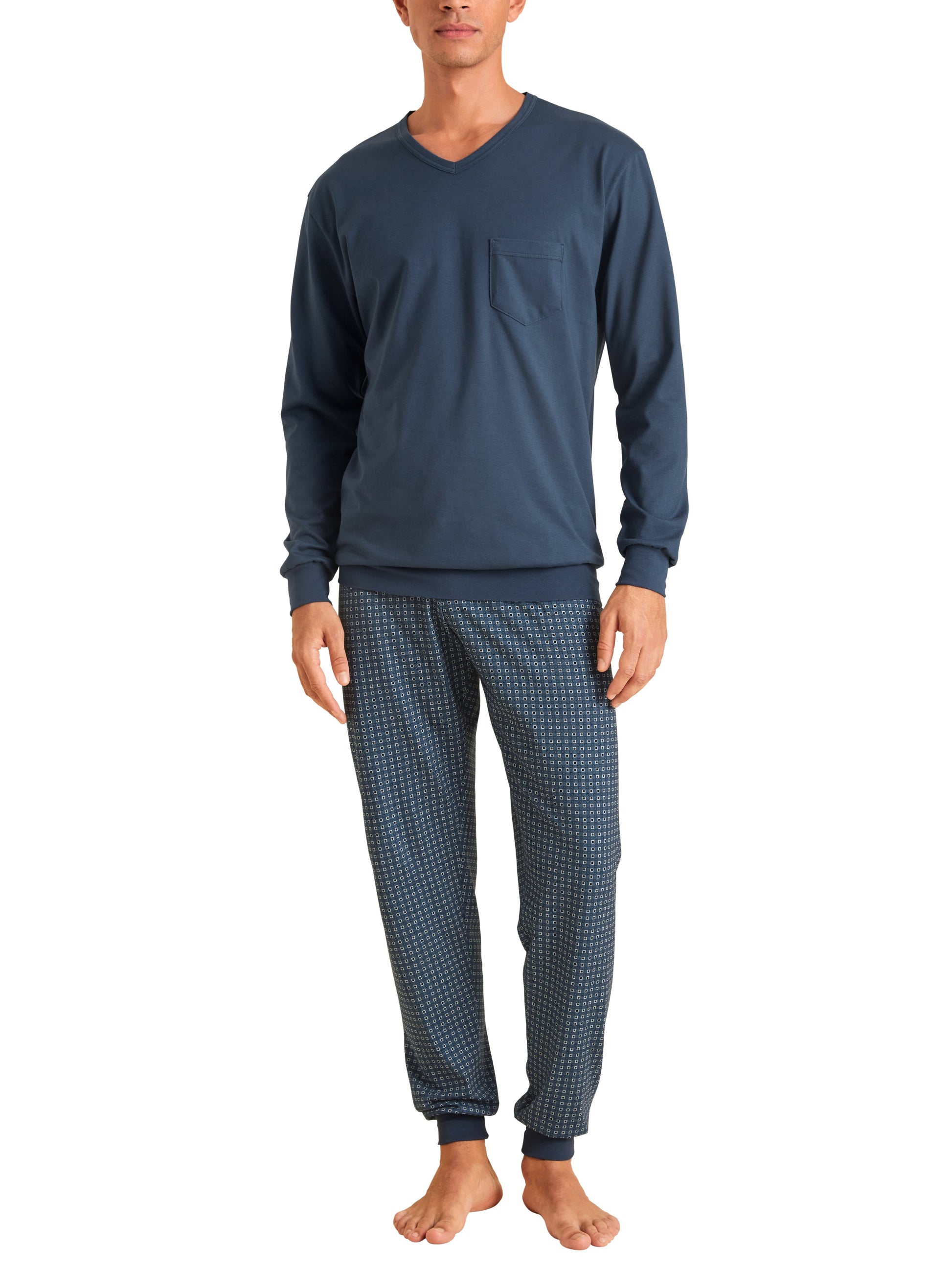 HERREN Pyjama mit Bündchen (Saragossa Blue)