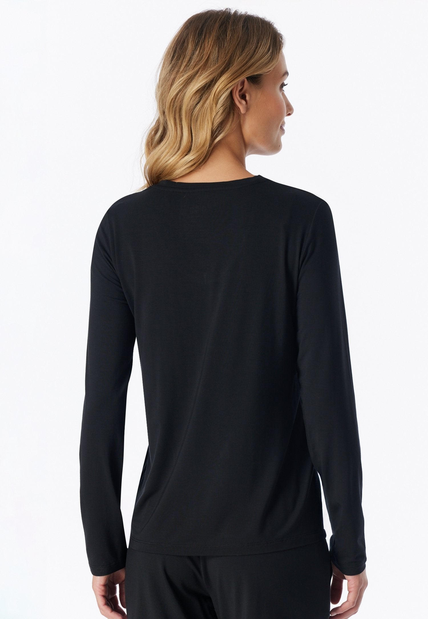 Shirt langarm V-Ausschnitt (Schwarz)