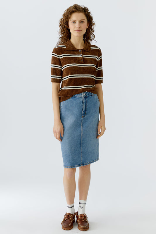 Polo Pullover (Brown White)