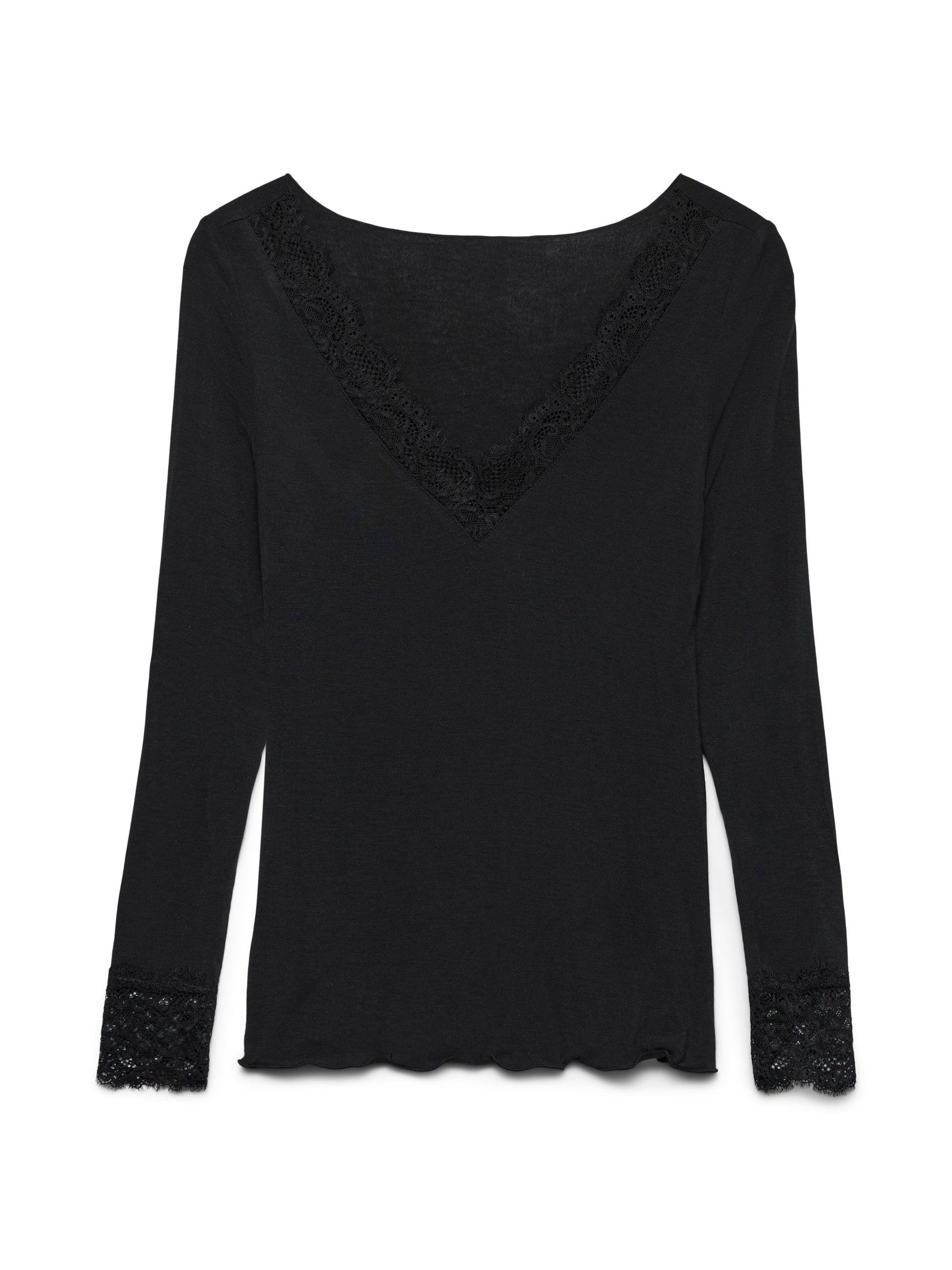 Vmskye Ls V-neck Lace Top Jrs Noos (Black)