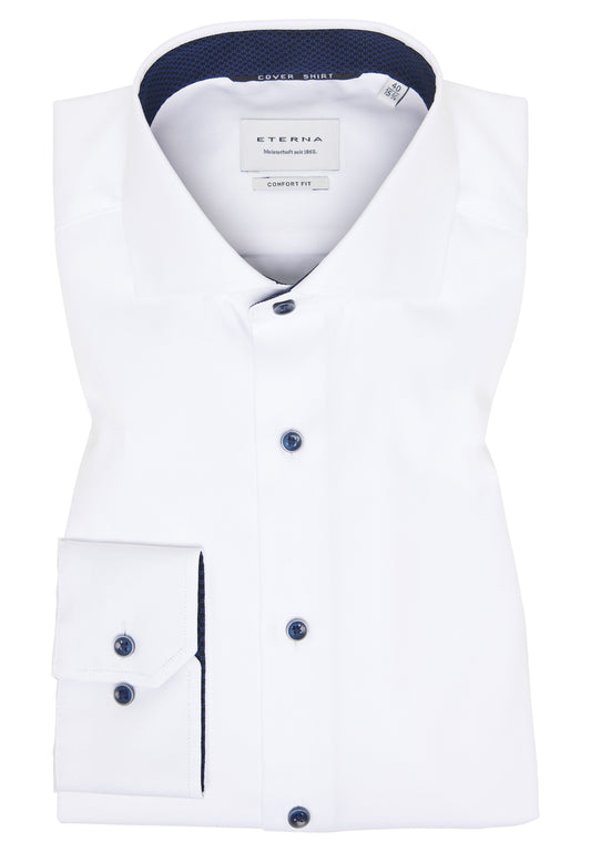 Cover Shirt Twill Langarm (Weiss)