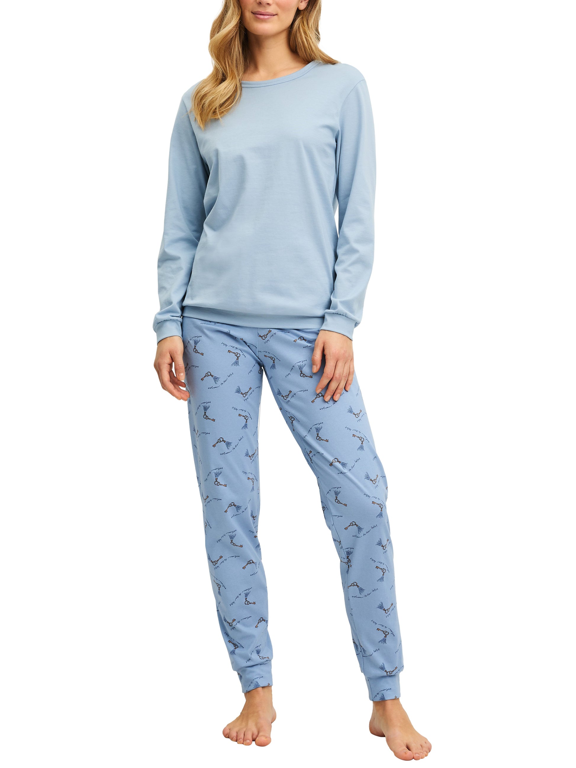 DAMEN Pyjama mit Bündchen (Dusty Grey)