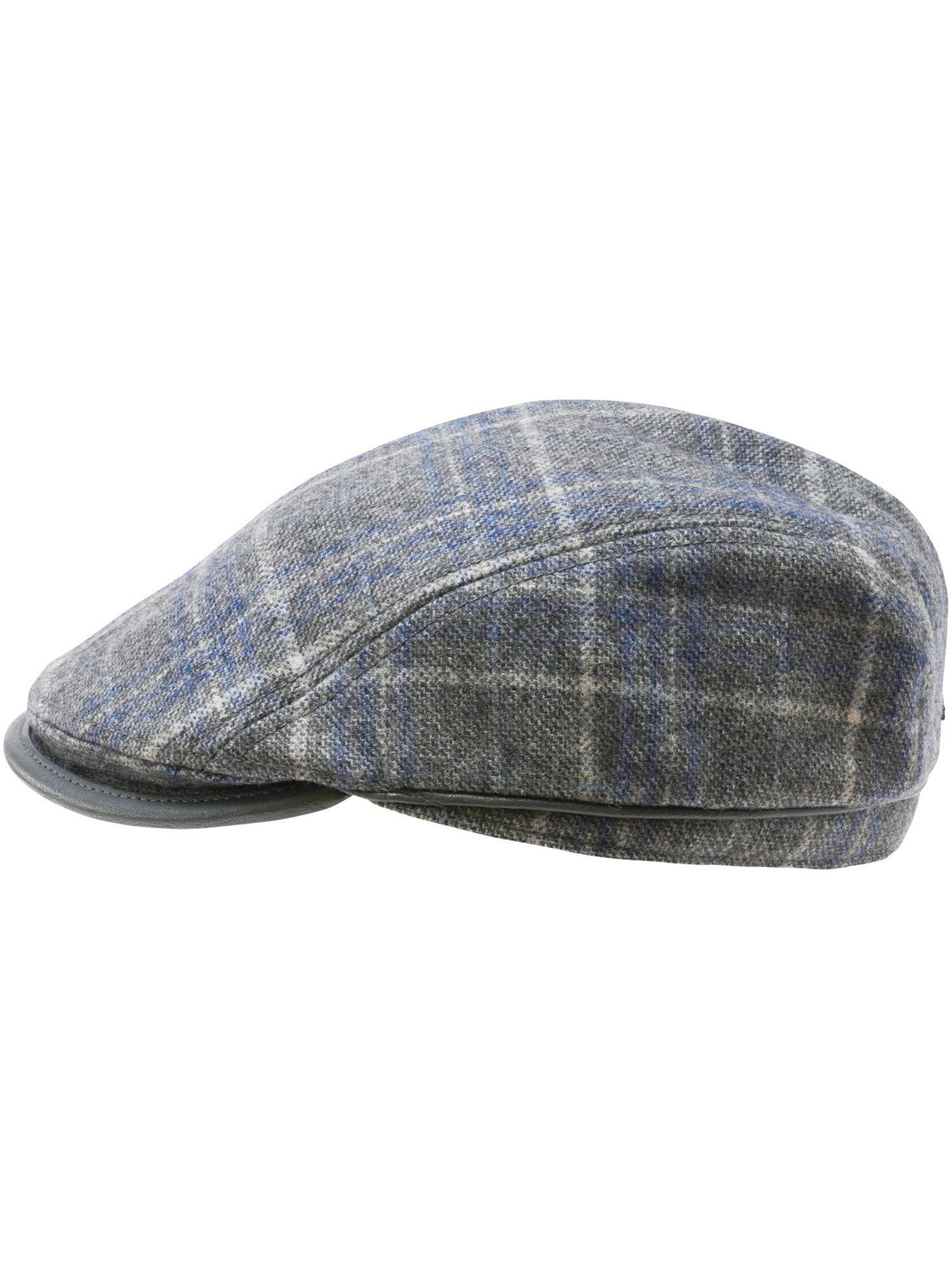 Schurwolle Kopfbedeckung Winddichte bugatti Flatcap mit Karo-Design und Ohrenklappen (Silver)