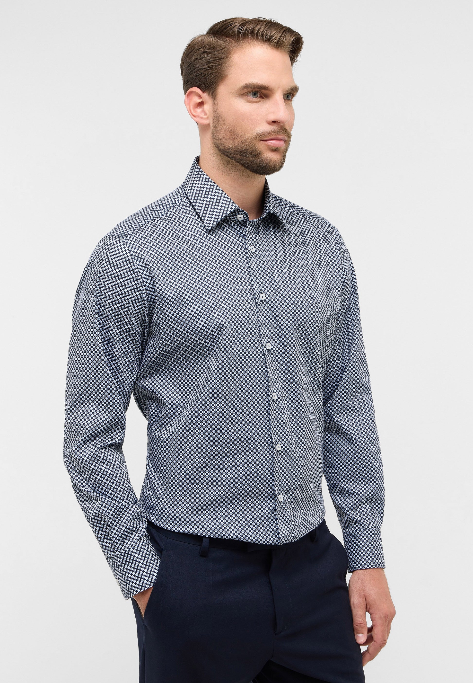 Hemd Twill Langarm (Marine)