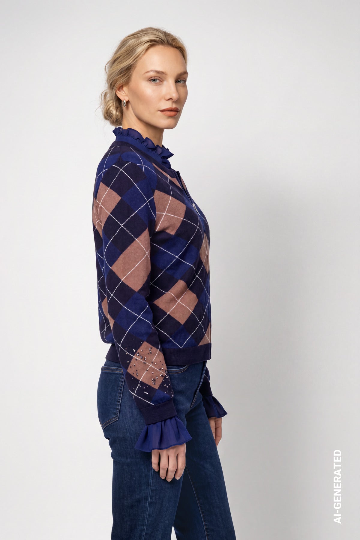 Strickjacke mit Rautenmuster (Classic Navy Gem)