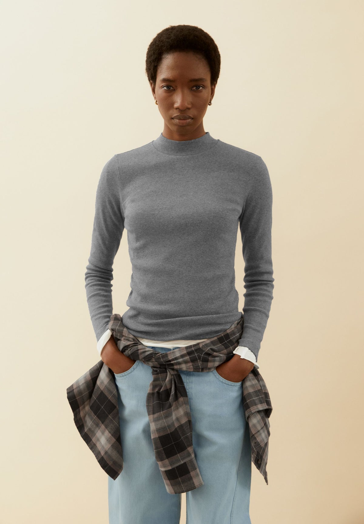 Fatimaara Rib Longsleeve (Silver Melange)