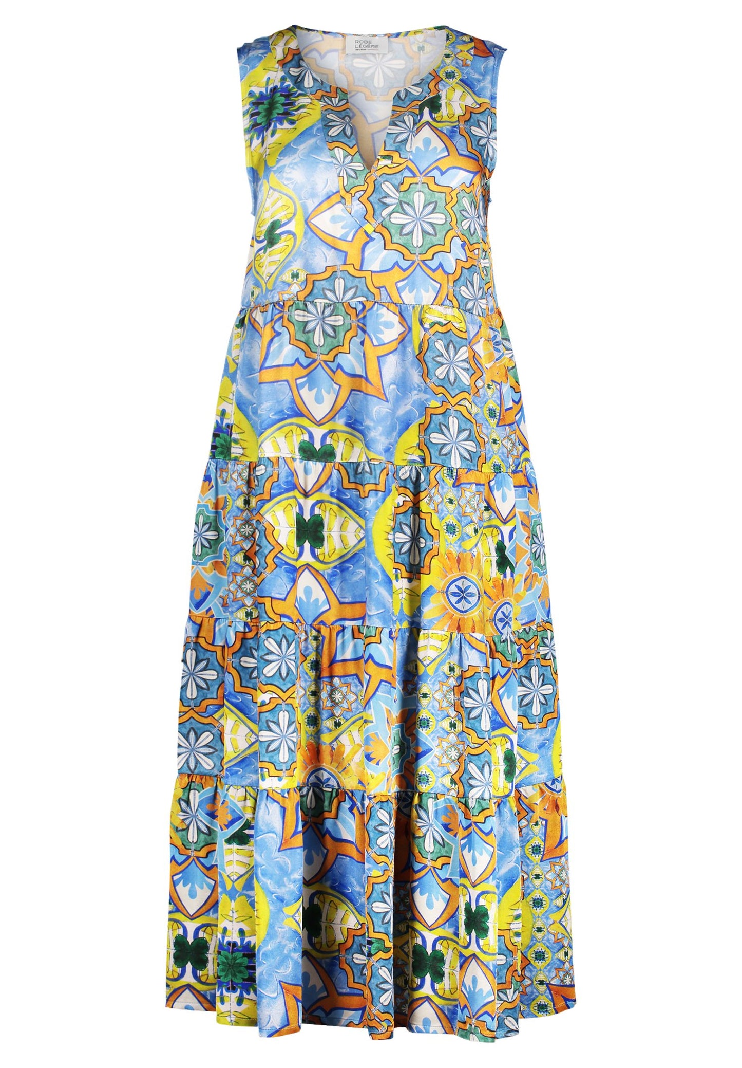 Stufenkleid (Blue/orange)