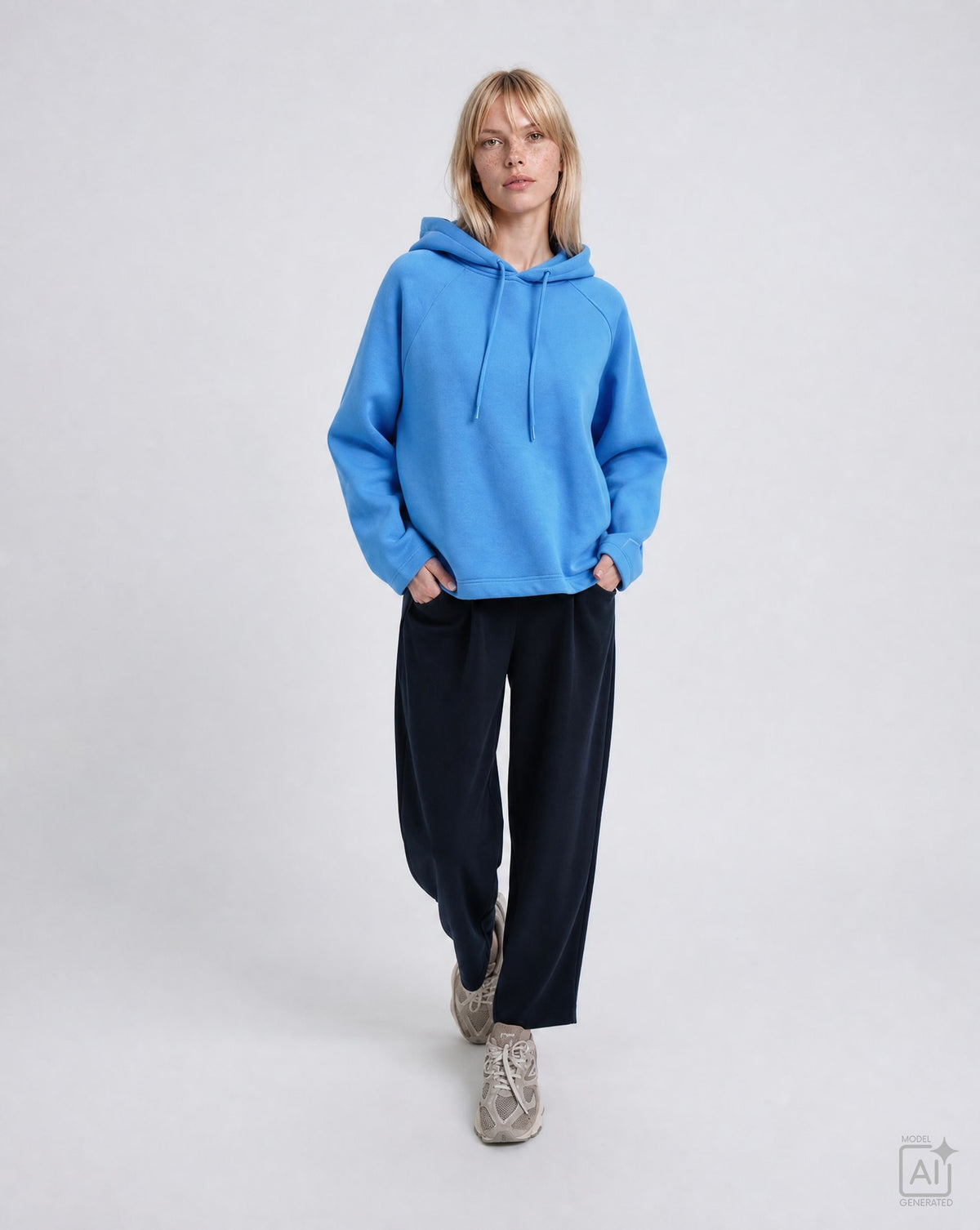 Boxy Hoodie Embroidery (Saphire)