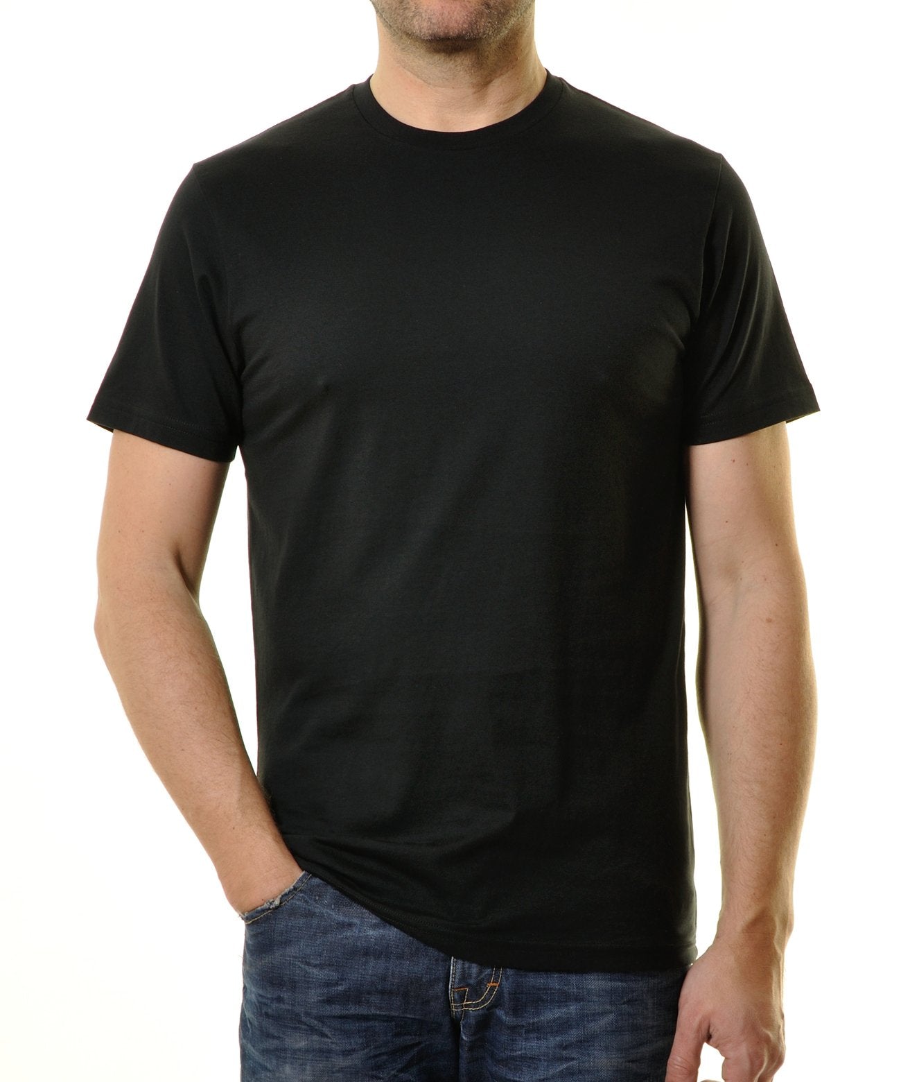 RAGMAN Doppelpack - 2 T-Shirts mit Rundhals (Schwarz)