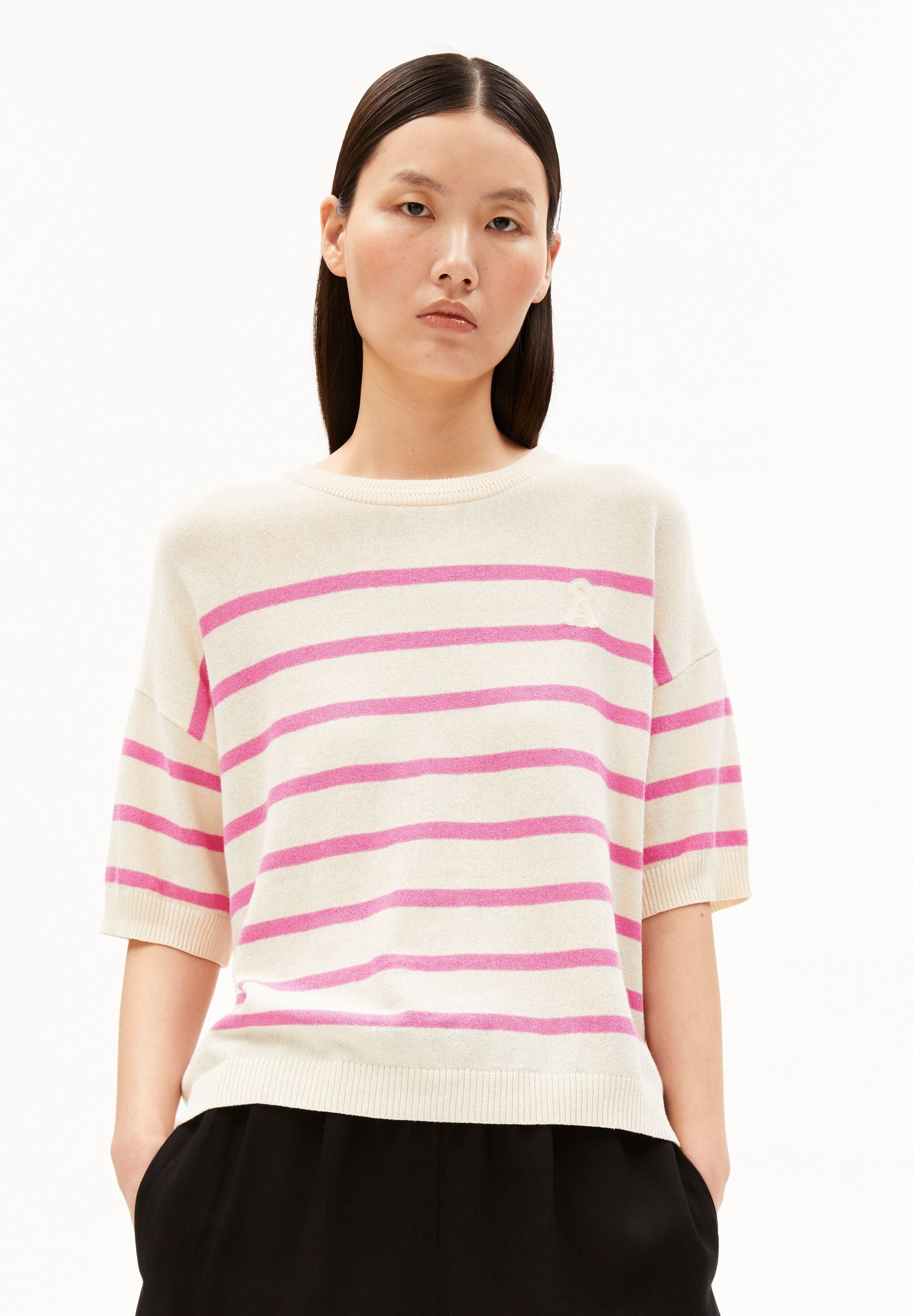 Striped Linen Blend Sweater (Undyed-washed B)