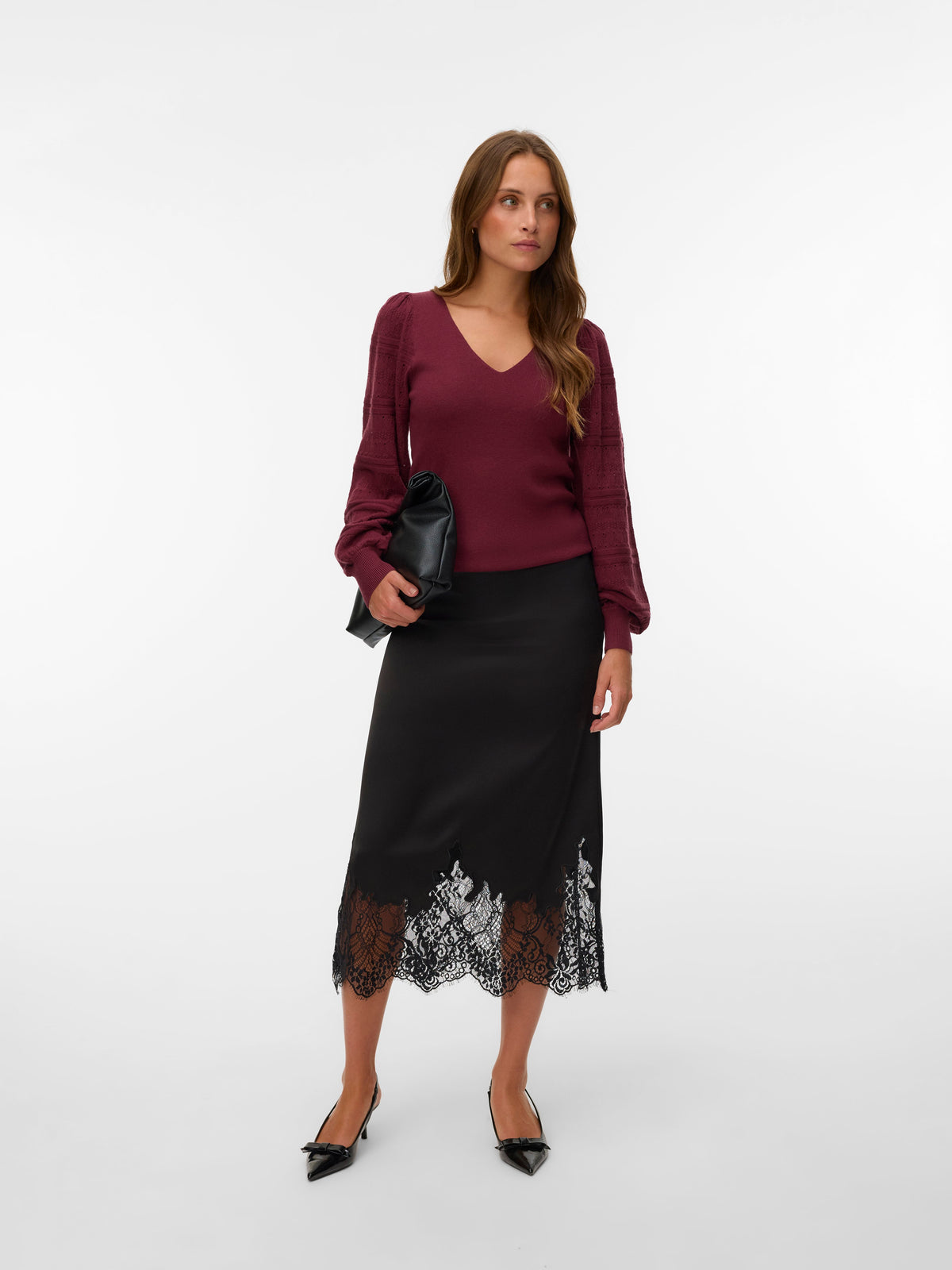 Vmnewlimone Ls V-neck Pullover Boo (Windsor Wine)