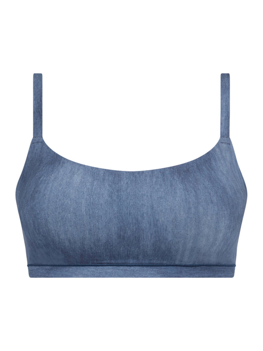SOFTSTRETCH Bustier mit Rundhalsausschnitt (Blue Denim Print)