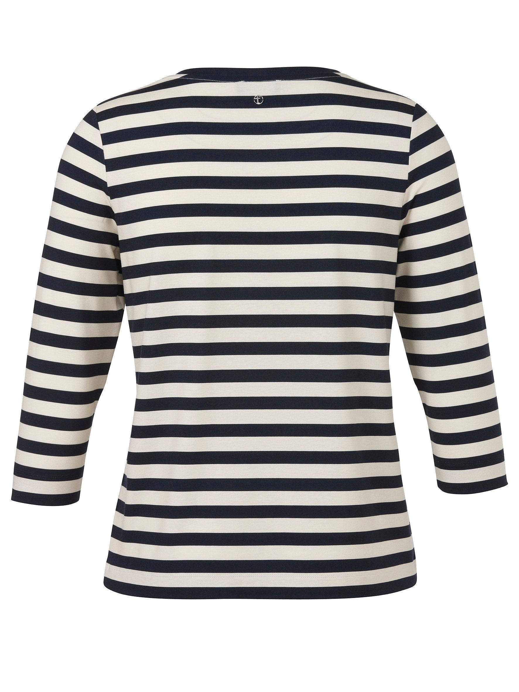 T-Shirt Rundhals 3/4 Arm Druck (Navy / Butter)
