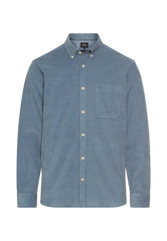 fleXXXactive® Langarm Shirt mit Button-Down-Kragen und Brusttasche (Stone Blue)