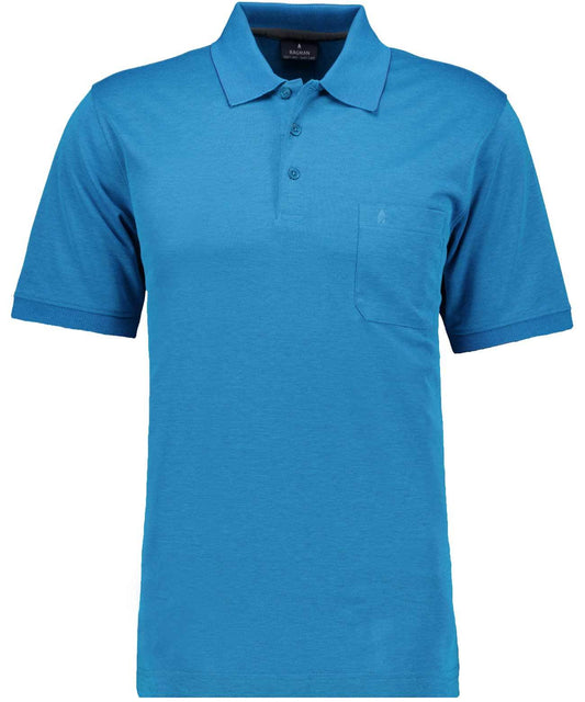 Softknit-Polo mit Brusttasche, kurzarm (Aqua)