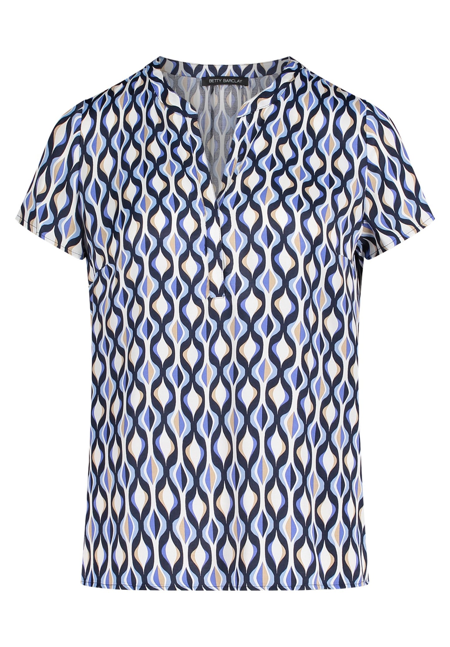 Satin-Bluse (Blue/cream)