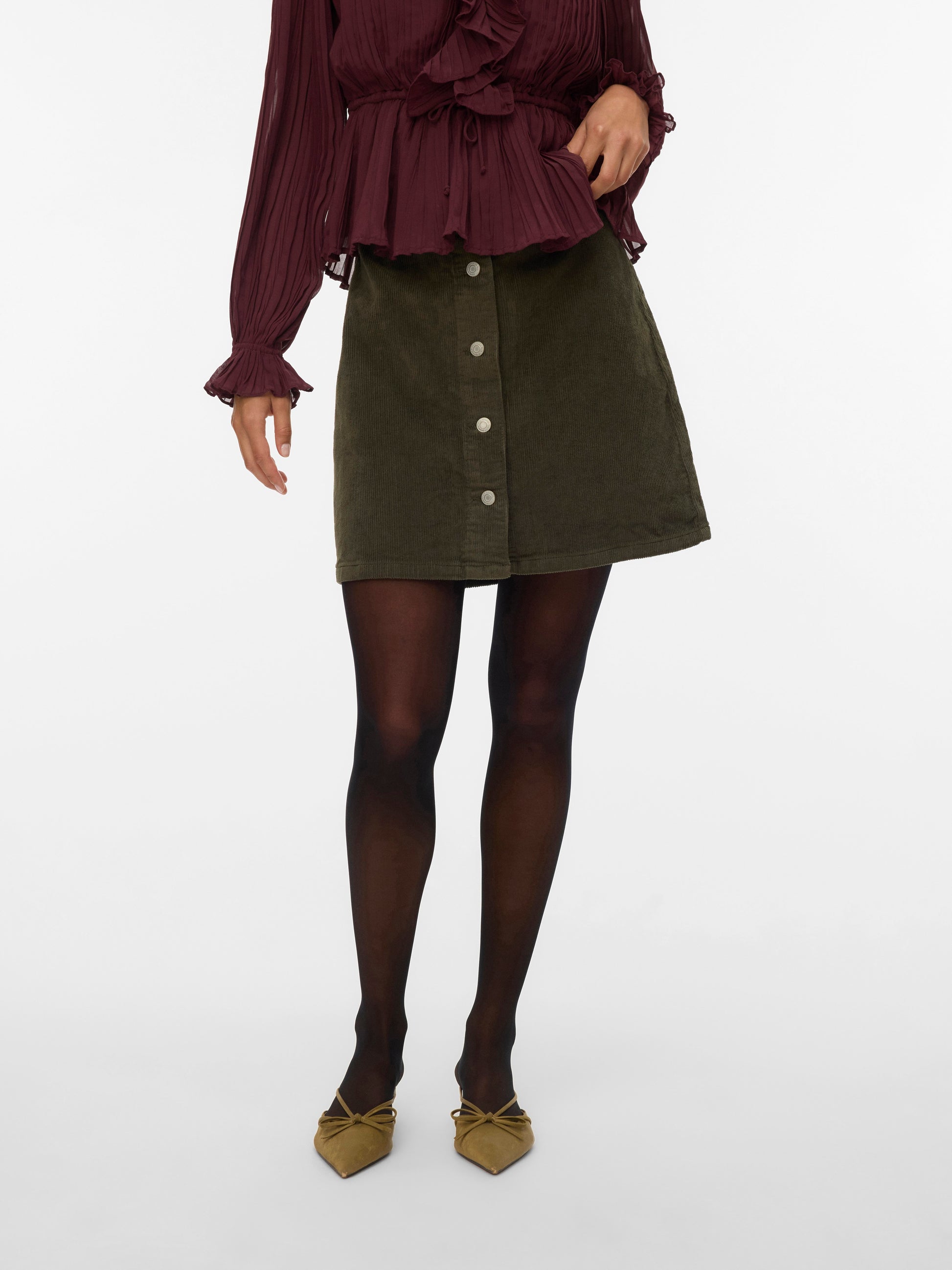 Vmetta Hr Short Cord Skater Skirt Noos (Forest Night)