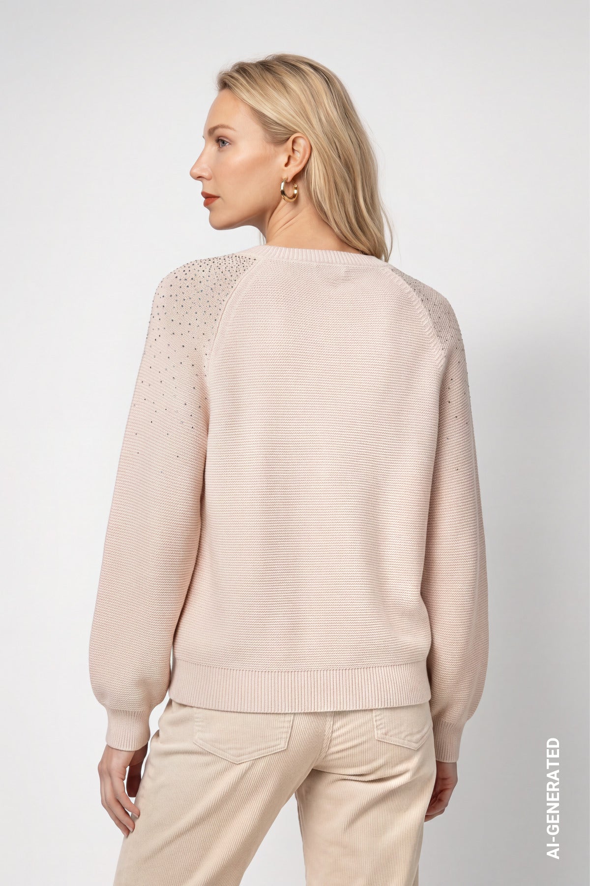 Strickpullover mit Strasssteinen (Crème Brulée)