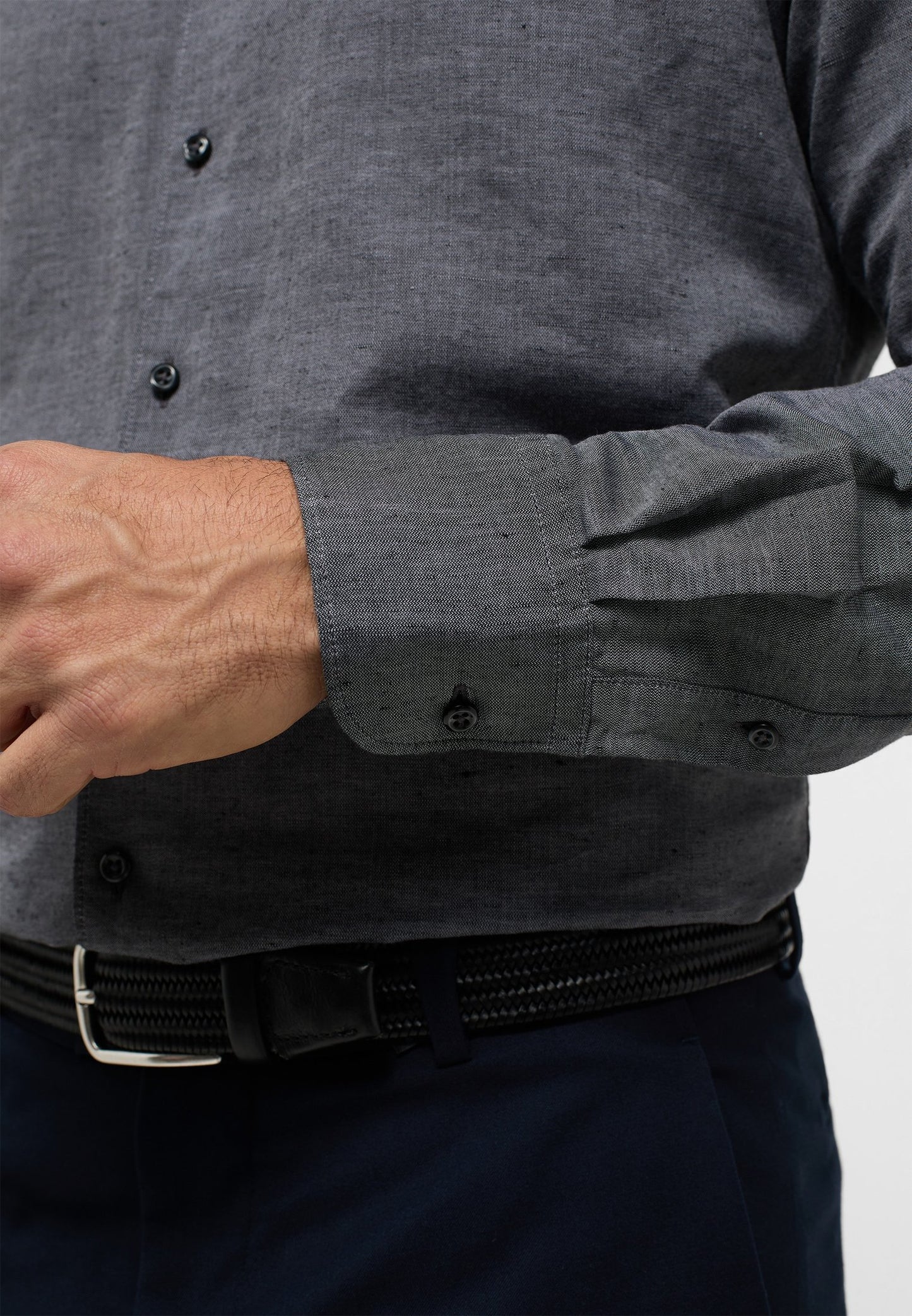 ETERNA unifarbenes Soft Tailoring Shirt MODERN FIT (Schwarz)