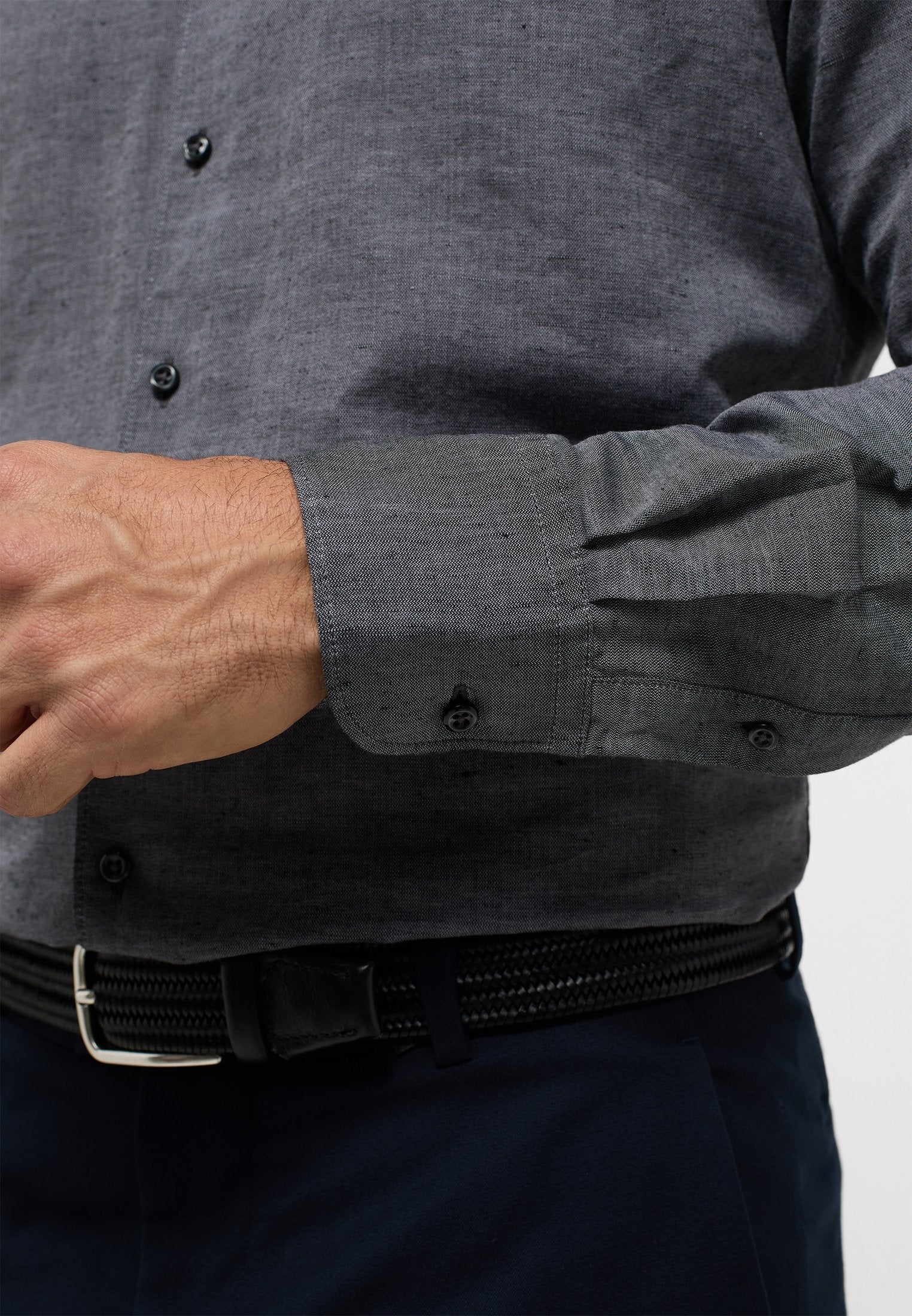 ETERNA unifarbenes Soft Tailoring Shirt MODERN FIT (Schwarz)