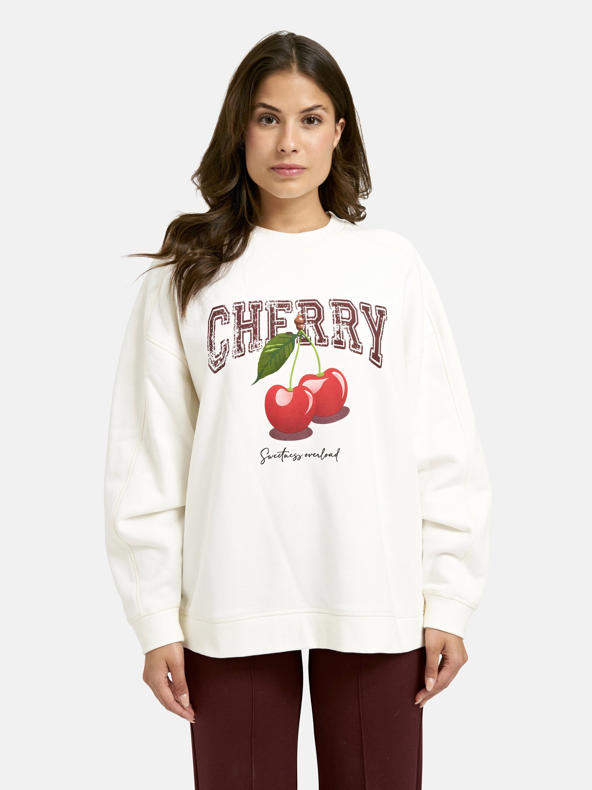 Sweatshirt Cherry Print (Cream White)