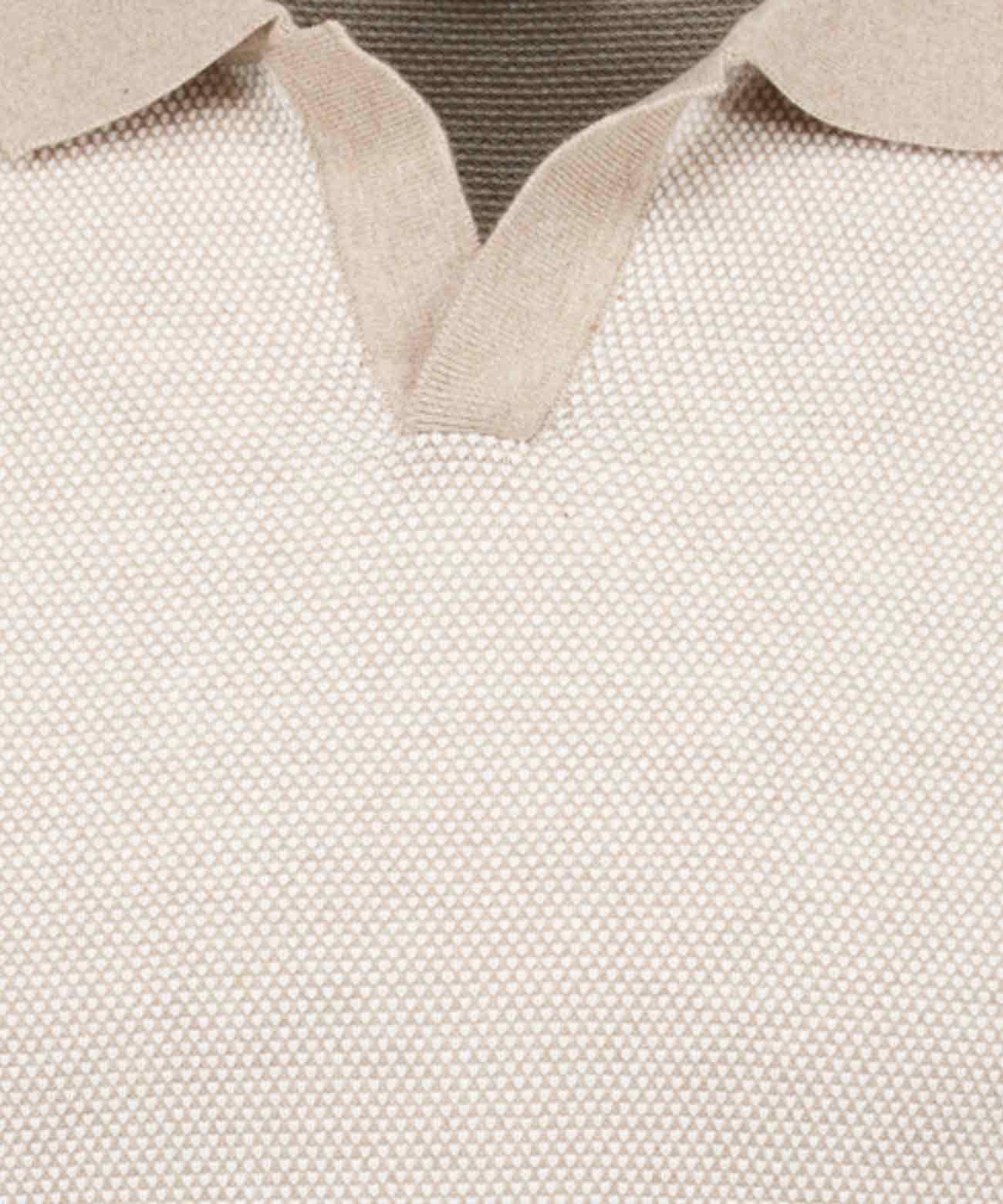 Strickpullover mit Resort-Kragen, kurzarm (Sand Melan)