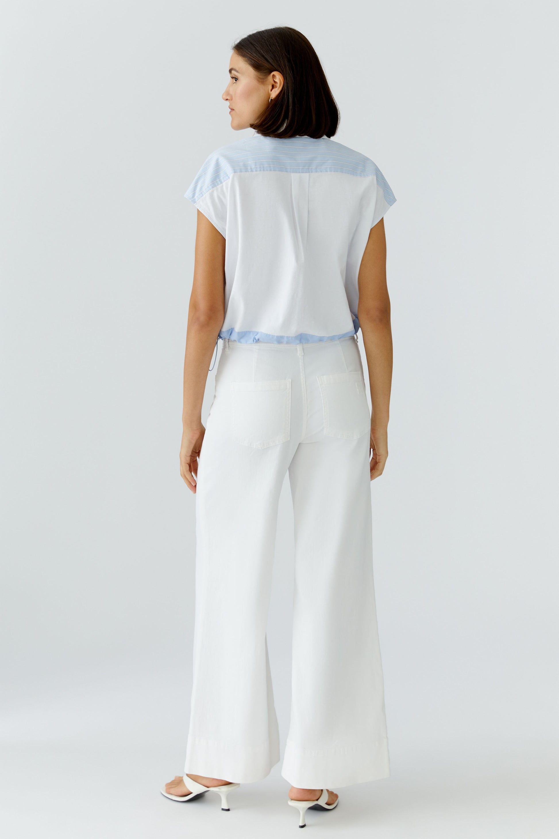 Patch Bluse (Lt Blue White)